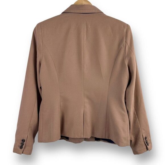 Merona Womens Brown 2 Button Pocket Lined Long Sleeve Blazer‎ Coat Size 12 - Picture 2 of 9